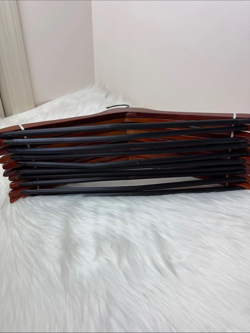 Brookstone Premium Wooden Hangers with Bar in Mahogany  - Set of 10